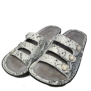 Alegria Fiona Strap Sandal FIO-757 White Gray Silver Reptile Print US 5 EUR 35